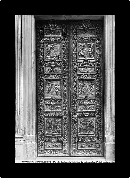 The central door of the Sanctuary of the santa Casa in Loreto, in bronze by Antonio Lombardo and sons