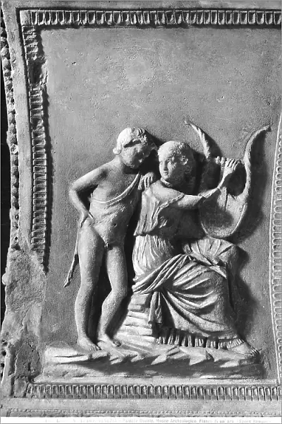 Bas-relief on the side of a Roman altar, displayed in the Archaeological Museum of the Marciana Library in Venice, Veneto