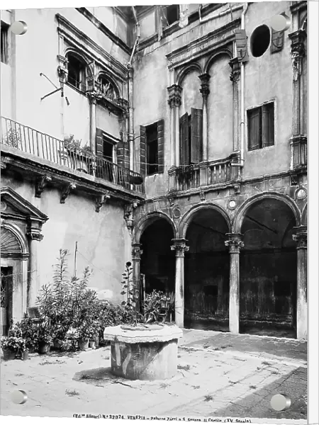Detail of the Renaissance courtyard of Palazzo Zorzi, Venice