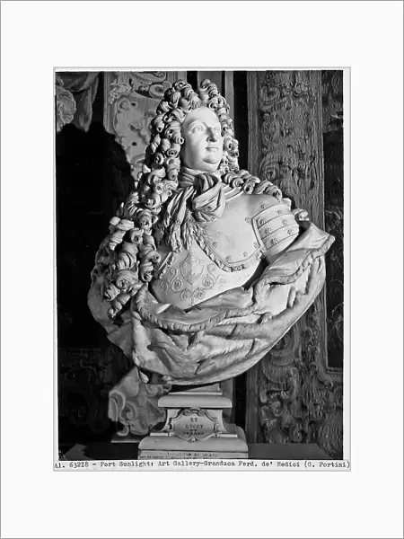 Bust of Ferdinando de Medici, Gran Duke of Tuscany, work preserved in the Lady Lever Art Gallery in Port Sunlight: Chester. The Gran Duke is represented with his head turned on the side and with an armour
