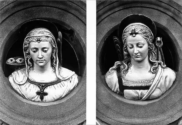 St. Lucy and St. Apollonia: busts by Giovanni della Robbia in the Main Cloister of the Carthusian Monastery in Florence