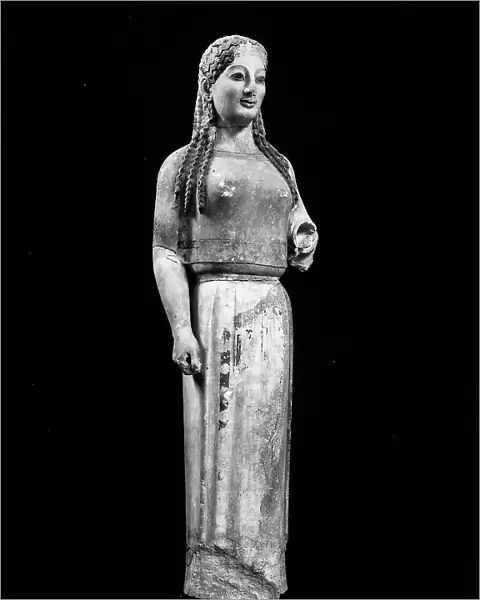 Kore with a peplum, archaic figure found in the Parthenon preserved in the Museum of the Acropolis of Athens