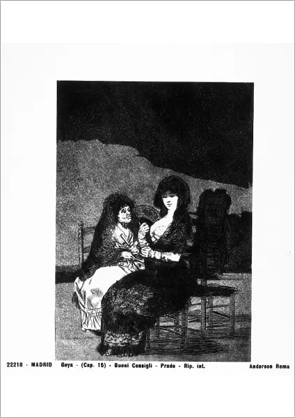 Good advice; etching with scene of popular life by Francisco Goya. Prado Museum, Madrid
