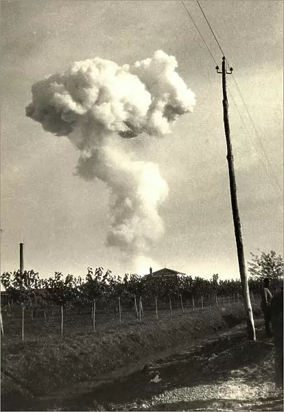 The destruction of a fuel deposit on the road to Latisana near Udine, during the retreat of the Third Army in the World War I