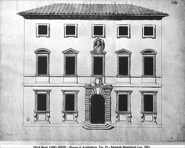 Study for a building faade; drawing by Bernardo Buontalenti. Gabinetto dei Disegni e delle Stampe, Uffizi Gallery, Florence