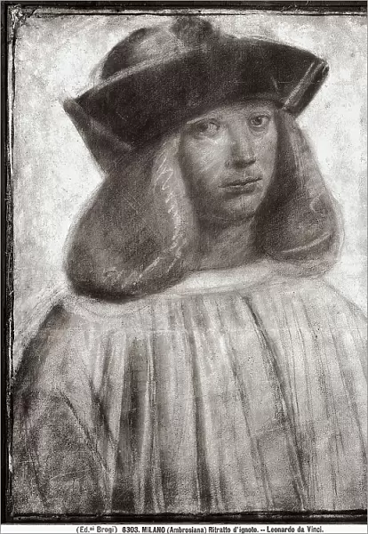 Portrait of an unknown man, drawing by Leonardo da Vinci: work located at the Ambrosiana Picture Gallery in Milan