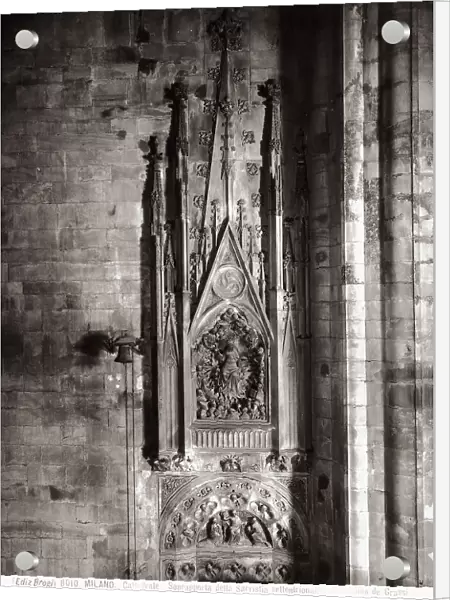Portal and surmounting pointed shrines by Giacomo da Campione and his assistants. Northern sacristy, Cathedral, Milan