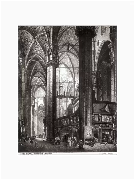 Engraving representing the interior of the Cathedral of Milan