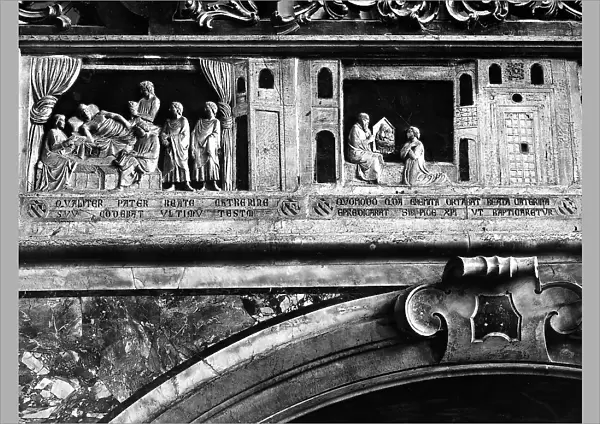 Bas-reliefs depicting scenes from the life of St. Catherine, by Giovanni and Pacio da Firenze. Church of Santa Chiara, Naples