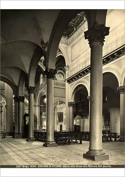 Partial view of the interior of the Santa Maria della Quercia Sanctuary in Bagnaia. Viterbo