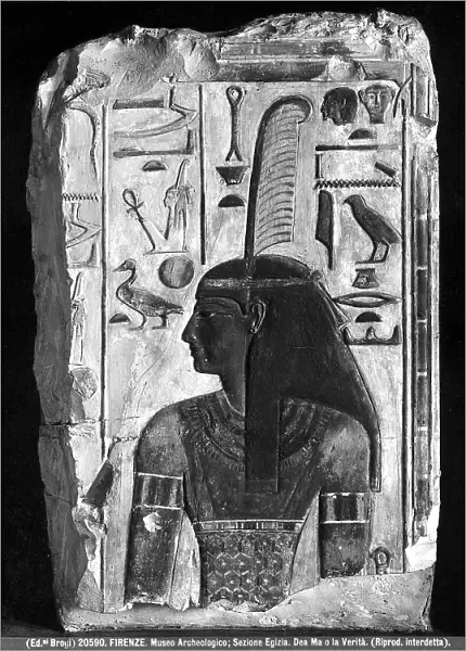 Depiction of the Goddess Maat (the Truth). The Egyptican piece is found at the Archaeological Museum in Florence