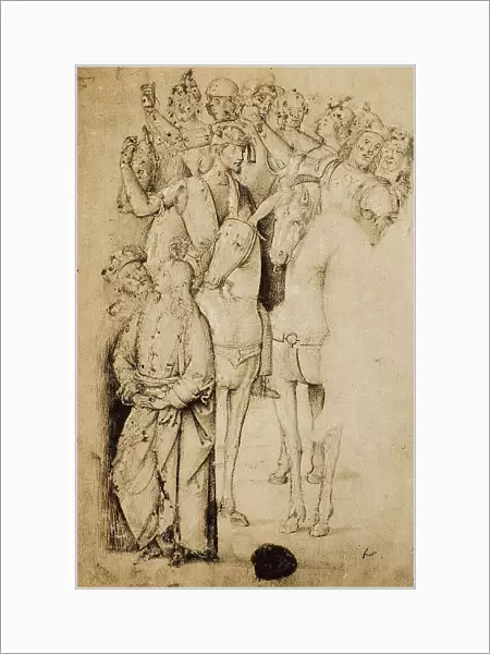 Study of horsemen; drawing by Raphael. British Museum, London