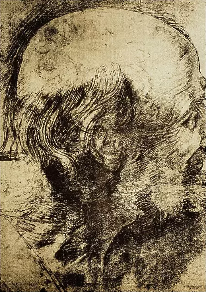 Head of an old man; drawing from the School of Raphael. British Museum, London