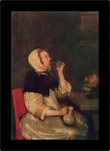 Woman drinking; painting by Gerard Terborch. Uffizi Gallery, Florence