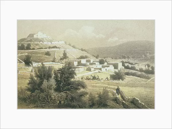 View of Safed. Etching by Stelzner