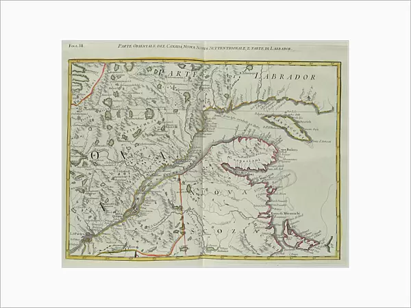 Eastern part of Canada, northern Nova Scotia and part of Labrador, engraving by G. Zuliani taken from Tome I of the 'Newest Atlas' published in Venice in 1778 by Antonio Zatta, Private Collection