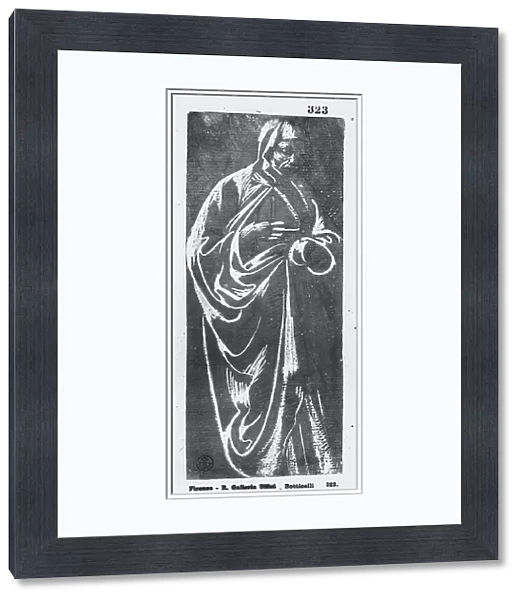 Cloaked female figure. Drawing by Sandro Botticelli, in the Gabinetto dei Disegni e delle Stampe, at the Uffizi Gallery in Florence