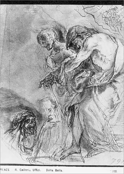 Allegory on the shortness of human life. Drawing by Stefano della Bella preserved in the Room of Drawings and Prints in the Gallery of the Uffizi