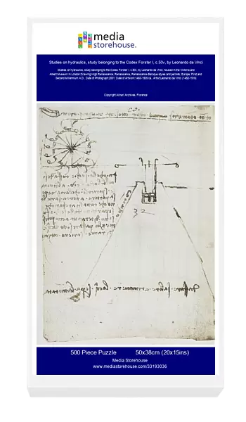 Studies on hydraulics, study belonging to the Codex Forster I, c.50v, by Leonardo da Vinci, housed in the Victoria and Albert Museum in London