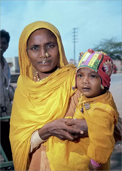 Portrait of an Indian woman with a boy