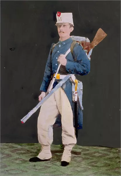 Full-length portrait of an italian army rifleman in uniform
