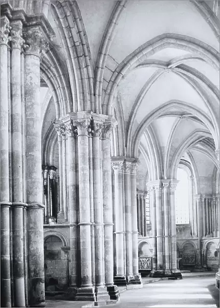 Inside of the church of Saint-Madeleine in Vezelay, in France