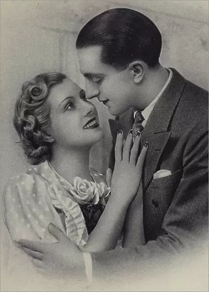 Portrait of a young couple, postcard
