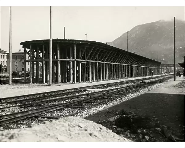 Construction of the railway station of Trento