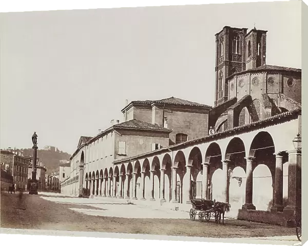 The portico of San Francesco and the column of the Immaculate, Bologna
