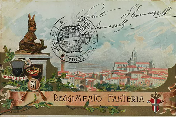 Postcard commemorating the 31 Regiment Infantry Brigade Siena