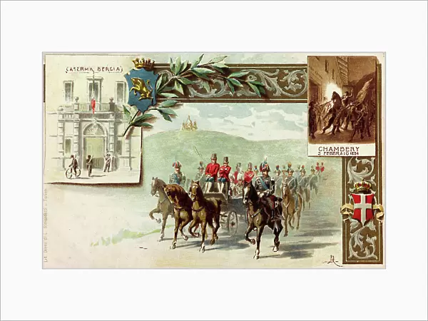 Postcard commemorating the Royal Carabineers of Bari (Bergia Station)