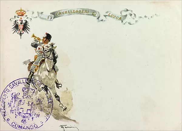 Postcard commemorating the Lucca Cavalry