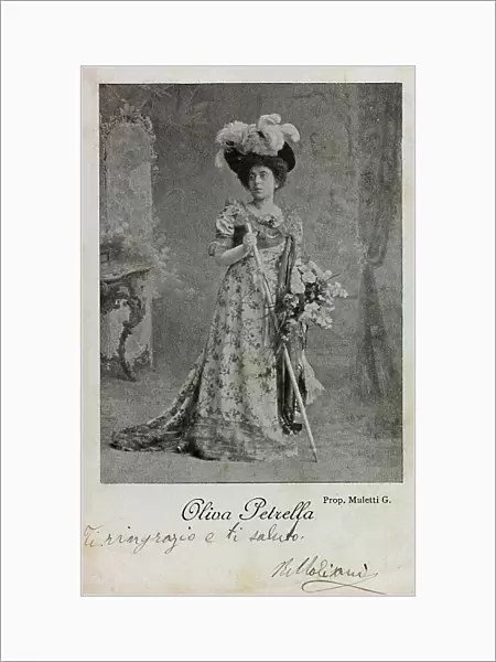 Portrait of the Italian soprano Oliva Petrella, postcard