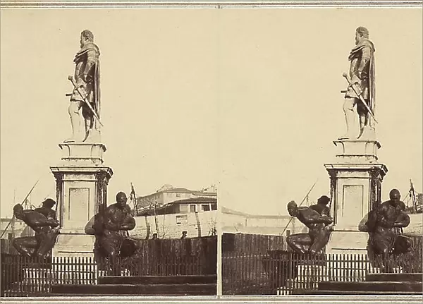 Monument to Ferdinando I de Medici with the statues of the Quattro Mori at the base. Work located in Piazza Giuseppe Micheli, Livorno