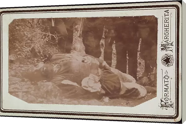 Post mortem portrait of the bandit Giacomo Serra-Sanna
