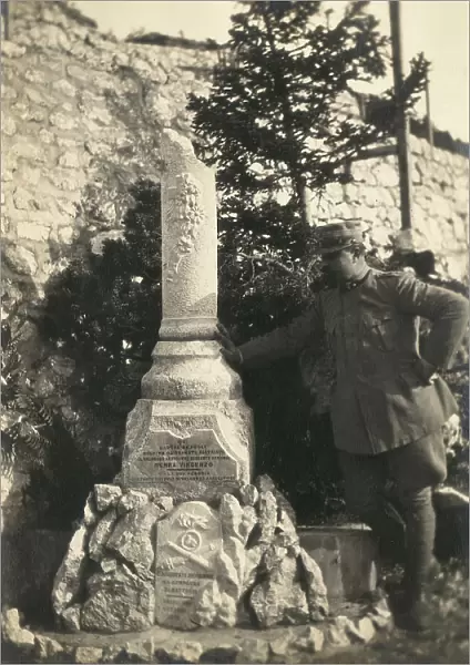 World War I: Monument in memory of Sergeant Major of the 6th Battalion killed in action on the mountain in Slovenia Krasij