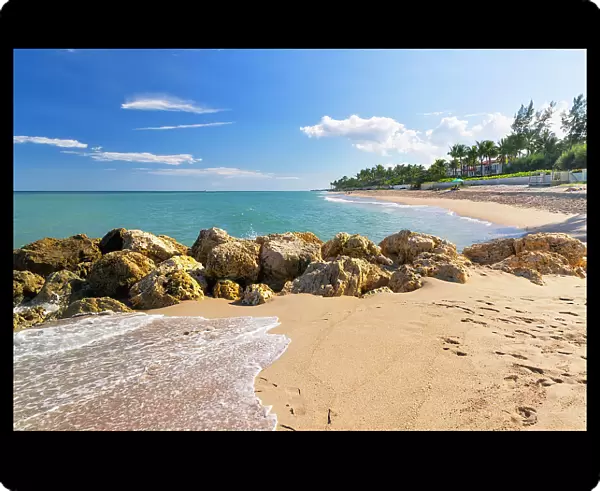 Florida, Palm Beach, beach with jetty