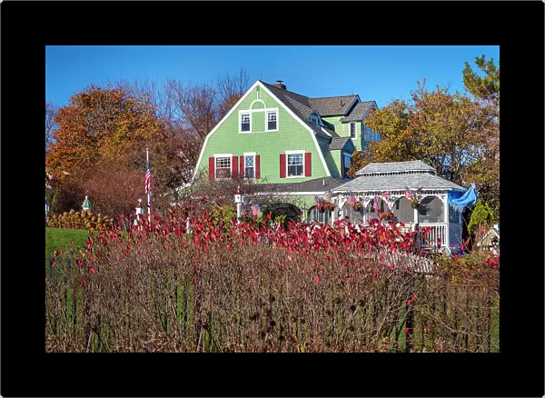 USA, Maine, Ogunquit, Colorful House along Marginal Way Trail