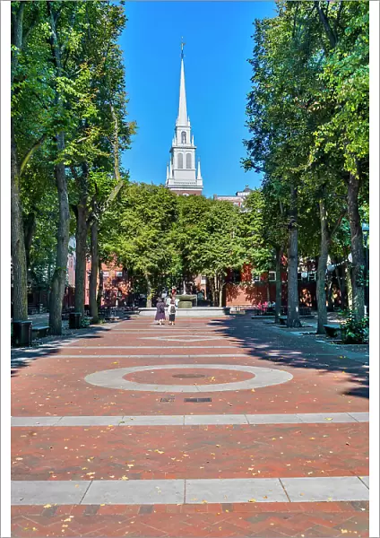 Massachusetts, Boston, the Old North Church on the Paul Revere mall