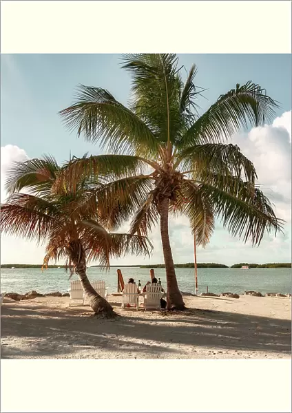 Florida, Islamorada, couple relaxing by the beach