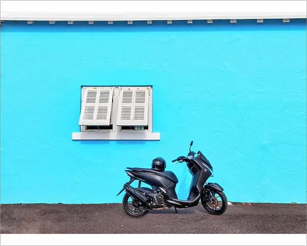 Bermuda, Saint George, Scooter in front of blue wall