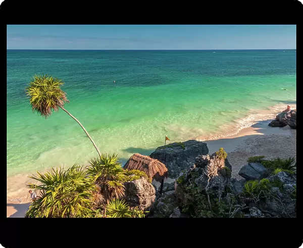 Mexico, Quintana Roo, Tulum, Beach at Mayan ruins