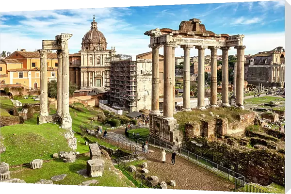 Italy, Rome, Latium, Lazio, Seven Hills of Rome, Roma district, Rome, Roma, Roman Forum, Foro Romano, View over the Roman Forum