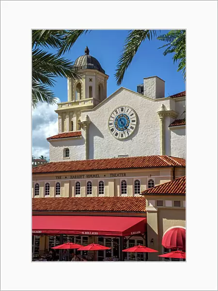Florida, West Palm Beach, City Place, Il Belagio Restaurant with Harriet Himmel Theater clock