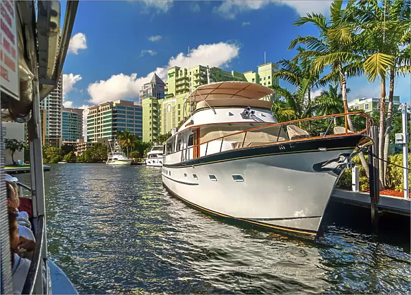 Florida, Fort Lauderdale, Yacht on Intracoastal Waterway