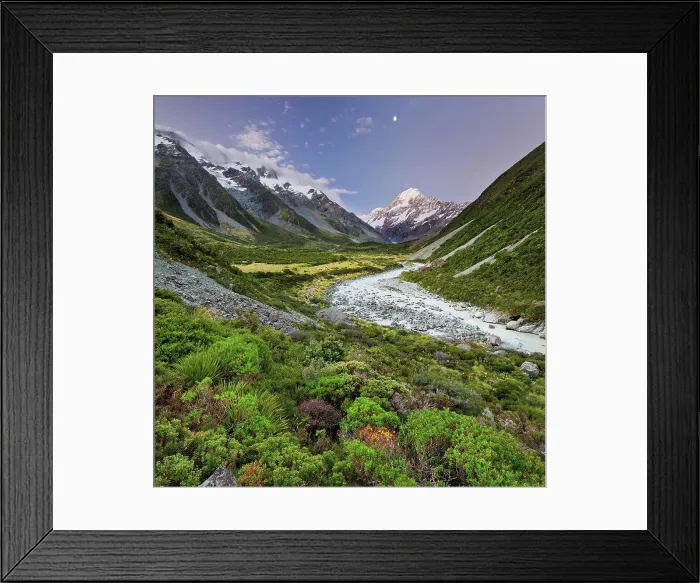 Framed Print : Aoraki Print, Hooker River Landscape Framed Print : Aoraki Print, Hooker River Landscape