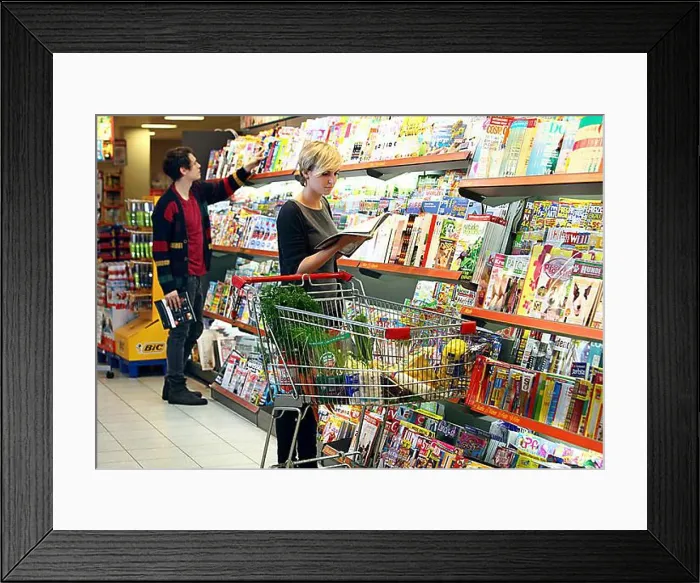 Framed Print : Print of Magazine Rack in a German Supermarket Framed Print : Print of Magazine Rack in a German Supermarket