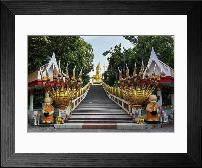 Framed Print : Golden Buddha Statue Print with Seven-Headed Naga Framed Print : Golden Buddha Statue Print with Seven-Headed Naga