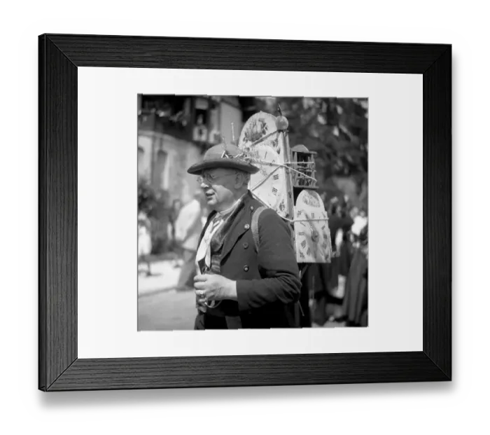 Framed Print : Black Forest Watch Seller Print, 1955