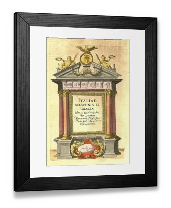 Framed Print : Digitally restored Print of 1623 Italy Map by Gerhard Mercator Framed Print : Digitally restored Print of 1623 Italy Map by Gerhard Mercator